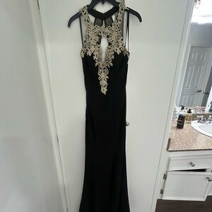 Elegant Black and Gold Evening Gown